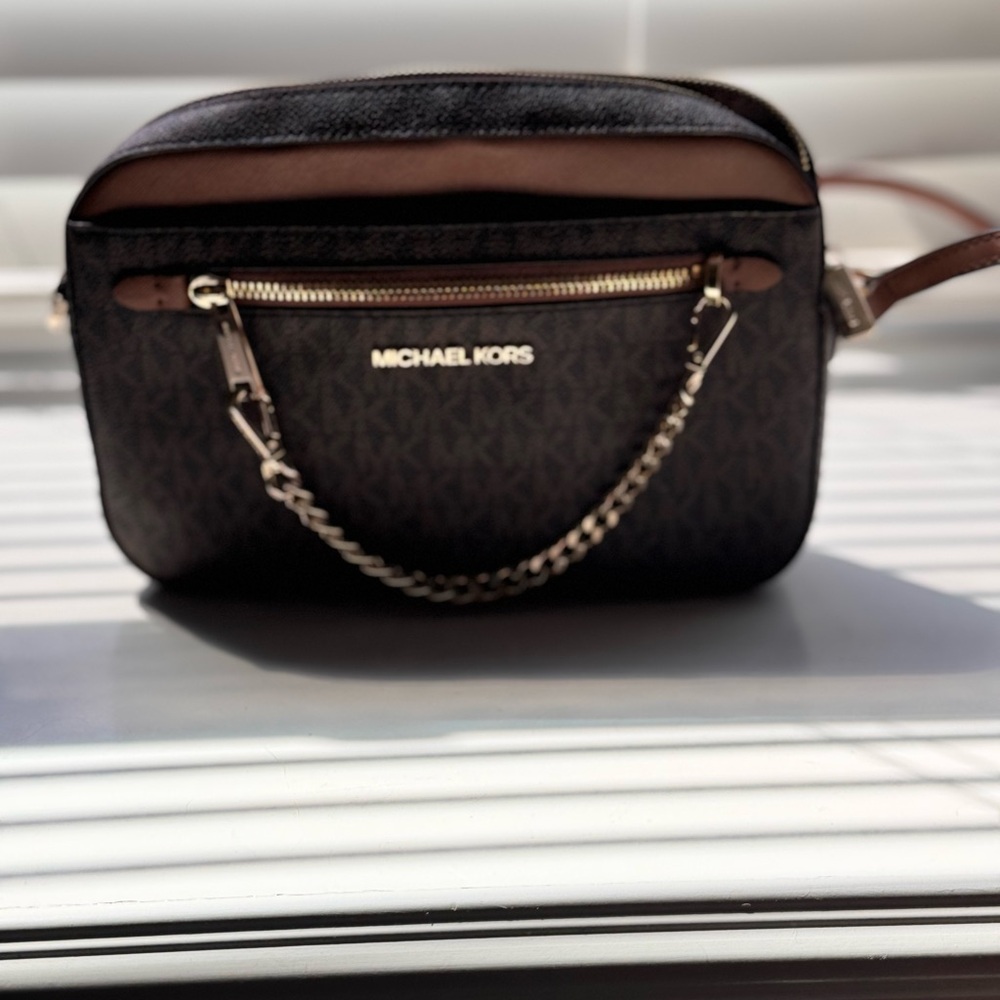 Michael Kors Black and Brown Crossbody Bag